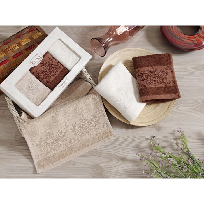 Набор кухонных полотенец PANDORA, размер 30х50 см-3 шт., бамбук 500 г/м2 V5 2199