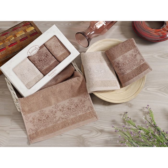 Набор кухонных полотенец PANDORA, размер 30х50 см-3 шт., бамбук 500 г/м2 V6 2199