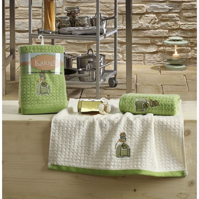 Кухонные полотенца LEMON, размер 45х65 см-2 шт., махра 350 г/м2, цвет зелёный V3 2230