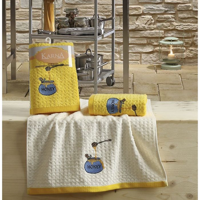 Кухонные полотенца LEMON, размер 45х65 см-2 шт., махра 350 г/м2, цвет жёлтый V3 2231