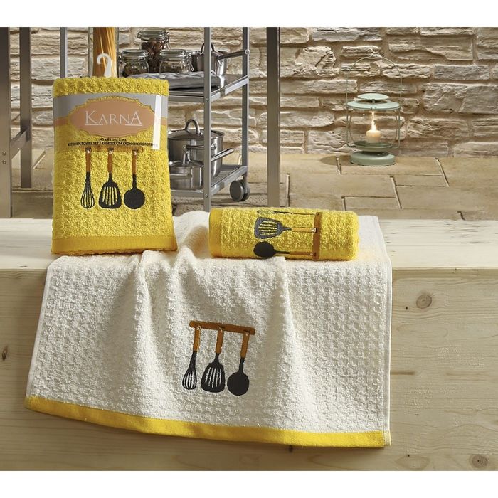 Кухонные полотенца LEMON, размер 45х65 см-2 шт., махра 350 г/м2, цвет жёлтый V2 2231