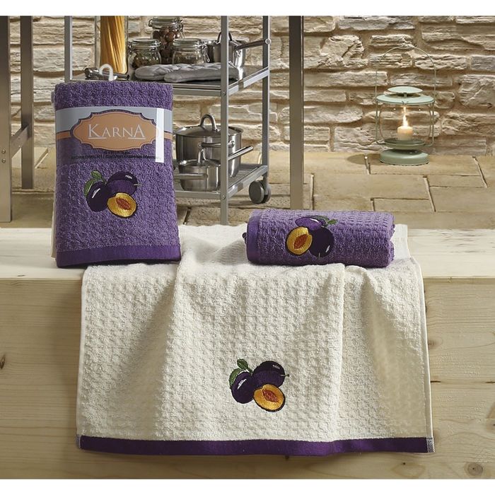 Кухонные полотенца LEMON, размер 45х65 см-2 шт., махра 350 г/м2, цвет сиреневый V3 2233