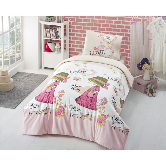 КПБ NICE DAY 1,5 сп., 160x240, 160x220, 50х70-1 шт., цвет розовый, ранфорс 115 г/м2 296/11