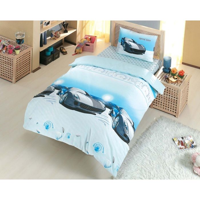 КПБ SPEED TIME 1,5 сп., 160x240, 160х220, 50х70-1 шт., цвет голубой, ранфорс 115 г/м2  296/4   25784