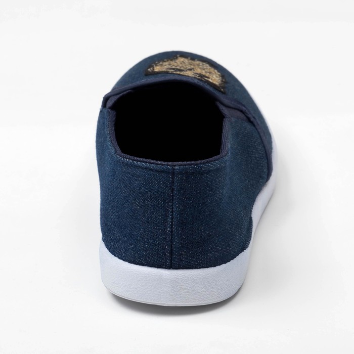 Слипоны "KAFTAN" женские с нашивкой "Сова", темно синяя джинса, 36 р-р