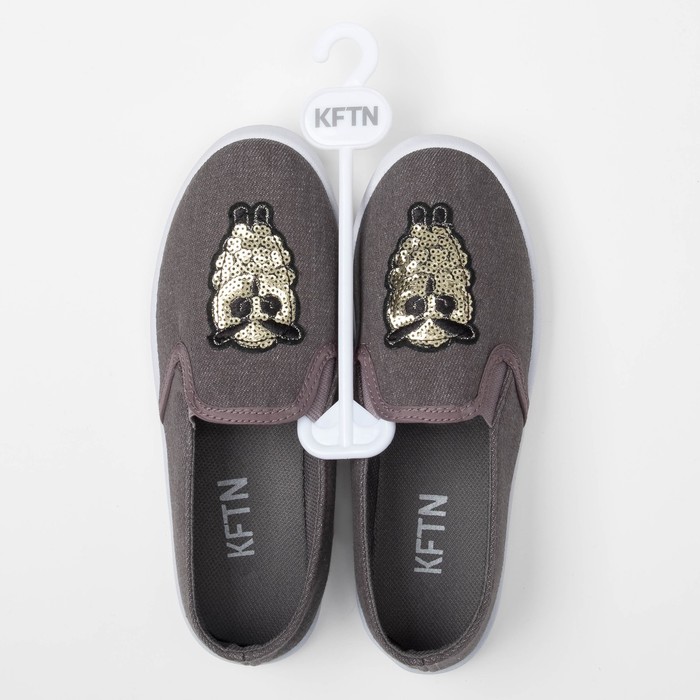 Слипоны "KAFTAN" женские с нашивкой "Сова", серая джинса, 36 р-р