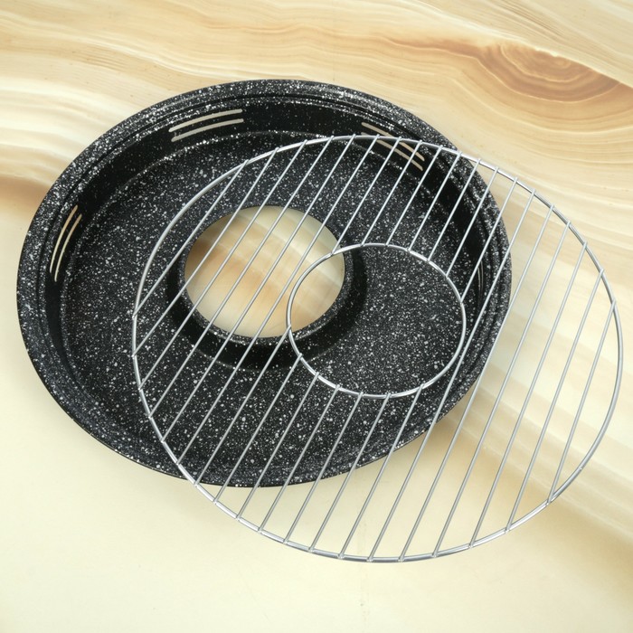 Сковорода 33 см "Гриль-газ" , мраморное покрытие, съемная ручка