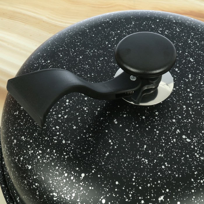 Сковорода 33 см "Гриль-газ" , мраморное покрытие, съемная ручка