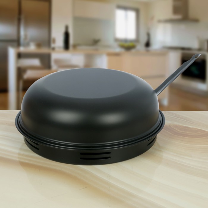 Сковорода 33 см "Гриль-газ", керамическое покрытие, съемная ручка