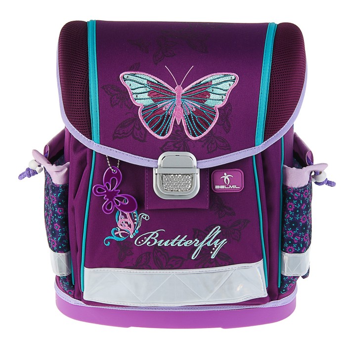 Ранец на замке Belmil Classy 36 х 32 х 19 см, Butterfly, сиреневый