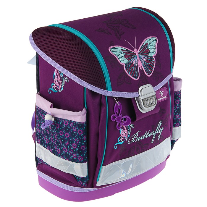 Ранец на замке Belmil Classy 36 х 32 х 19 см, Butterfly, сиреневый