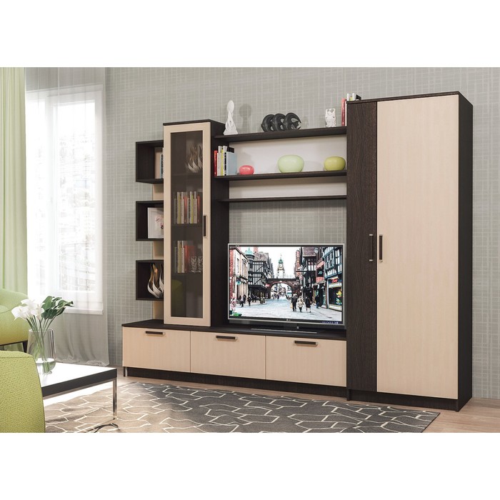 Гостиная Марта-8, 1920х2500х500, Венге/Дуб молочный