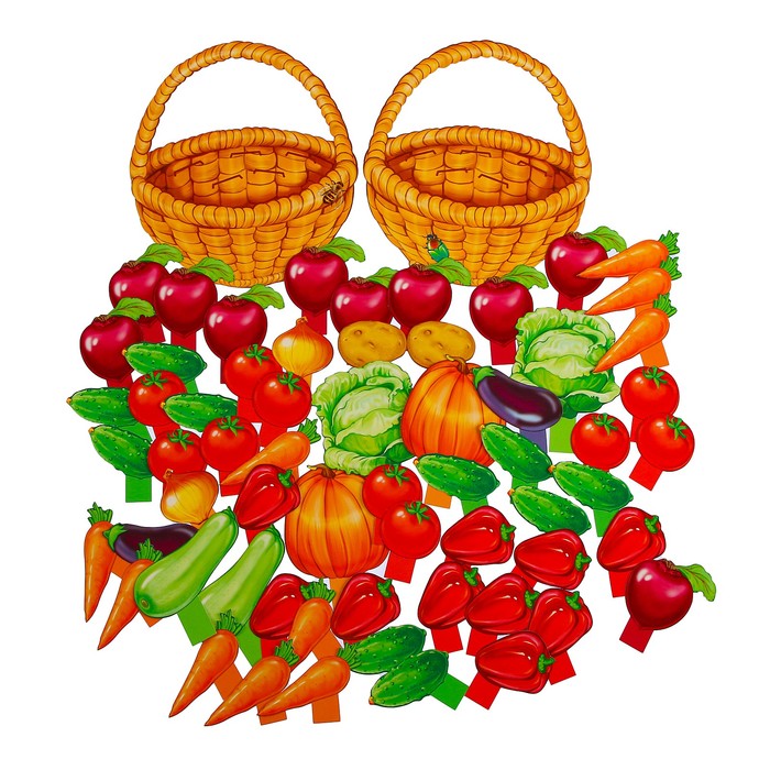 Оформительский и дидактический набор "Корзинка с овощами" 64 картинки