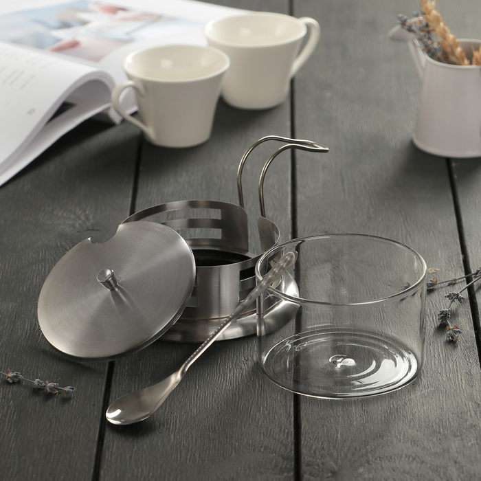 Сахарница 200 мл "Шарм", с ложкой