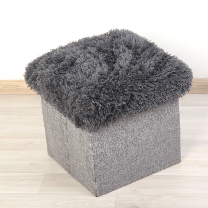 Пуф складной 31х31х31 см "Пушистик", серый