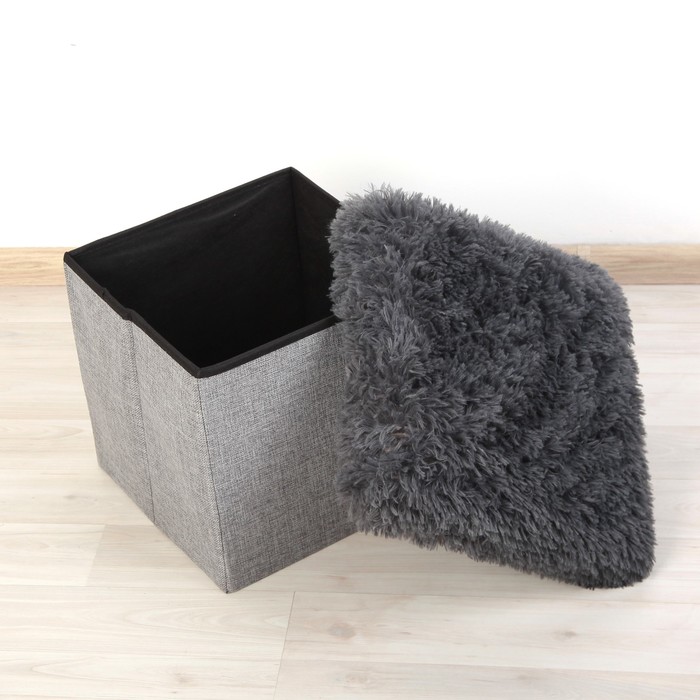 Пуф складной 31х31х31 см "Пушистик", серый