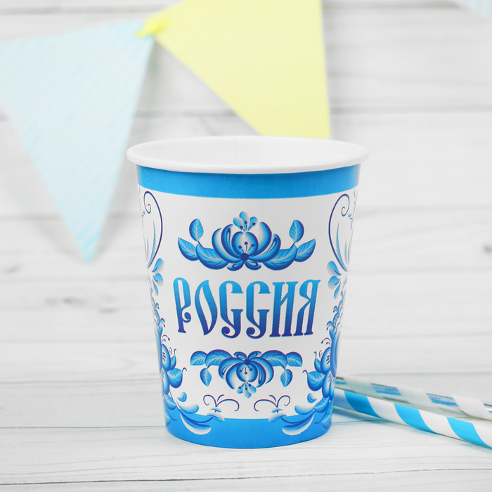 Стакан бумажный "Гжель", 250 мл