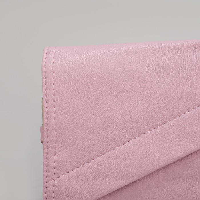 Клатч женский, 3 отдела на молнии, длинный ремень, цвет коралловый