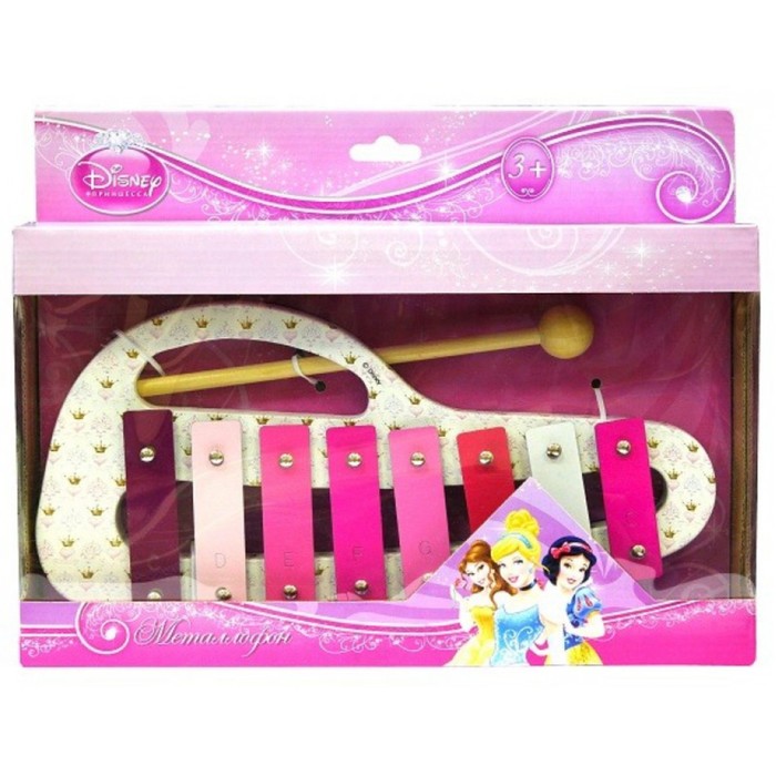Металлофон FLIGHT DISNEY FDSN-5PR "Принцессы", 8 нот, 1 палочка, инструкция