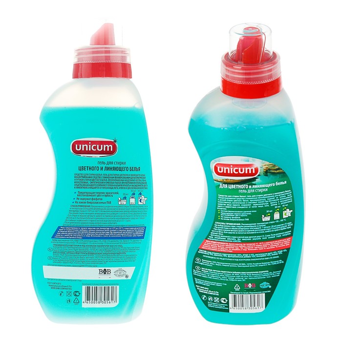 Гель для стирки Unicum цветного и линяющего белья, 750 мл