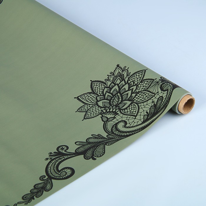 Пленка для цветов матовая "Кружево на оливковом", 55 мкм, 0,55 х 10 м
