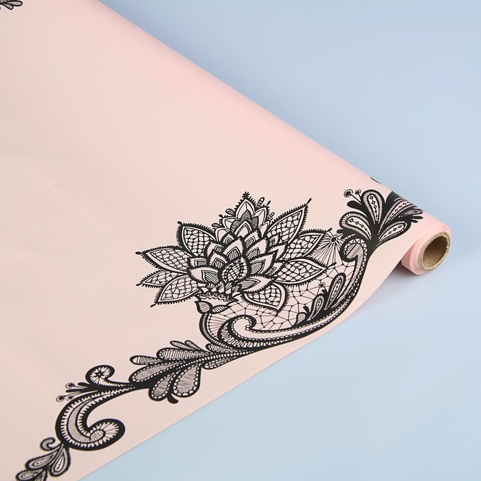 Пленка для цветов матовая "Кружево на светло-розовом", 55 мкм, 0,55 х 10 м