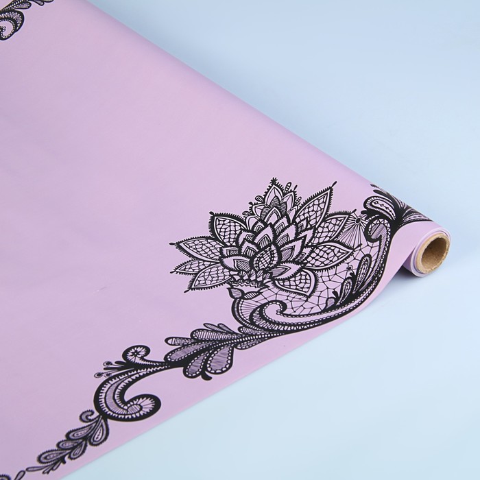 Пленка для цветов матовая "Кружево на сиреневом", 55 мкм, 0,55 х 10 м