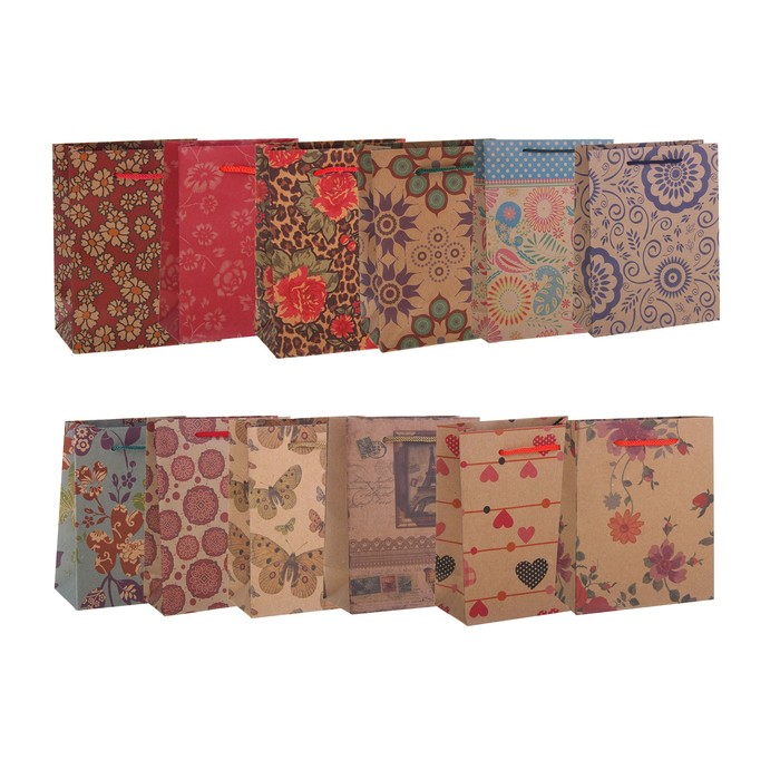 Пакет крафт "Ассорти" 11,5 х 14,5 х 6 см, микс