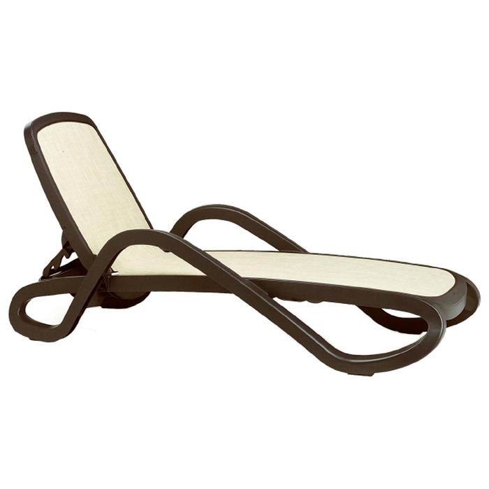 Шезлонг Alfa Sky Blue, каркас коричневый , ткань бежевая (194*85*71 см)