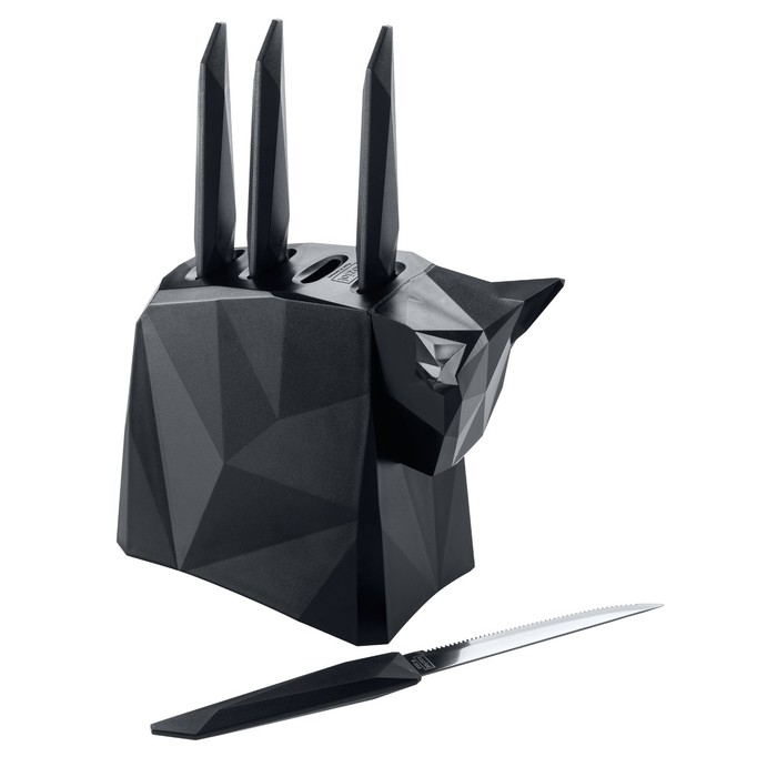 Набор Pablo: 4 ножа для стейков на чёрной подставке