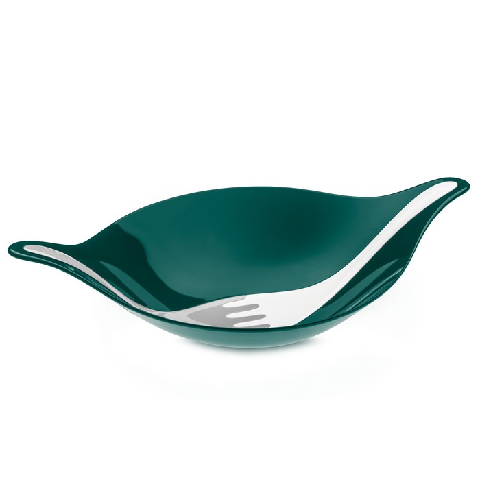 Салатница с приборами LEAF L+, 3 л, зелёно-белая