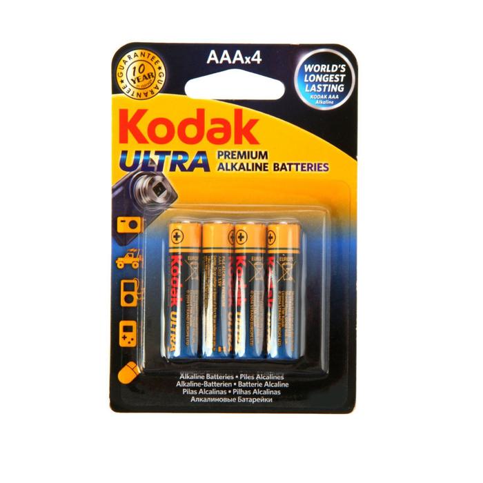 Батарейка алкалиновая Kodak Ultra, AAA, LR03-4BL, 1.5В, блистер, 4 шт. батарейка алкалиновая alkaline power aaa lr03 4bl 1 5в блистер 4 шт