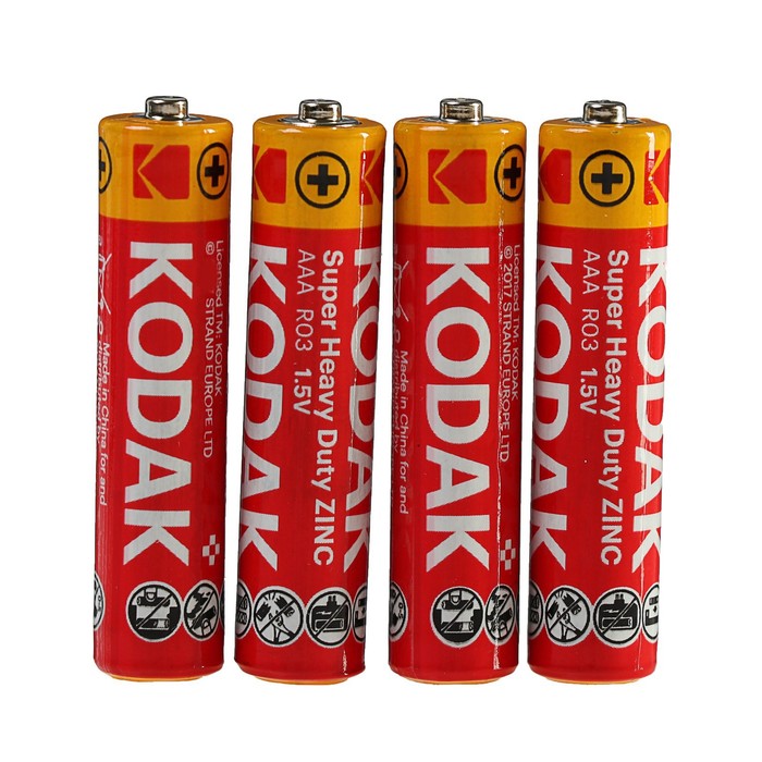 фото Батарейка солевая kodak extra heavy duty, aaa, r03-4bl, 1.5в, блистер, 4 шт.
