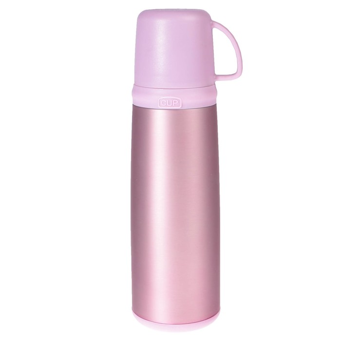 Термос 500 мл, 304 нерж сталь, с ручкой и клапаном, прорезиненный, 20 ч, микс, 7х8х25 см