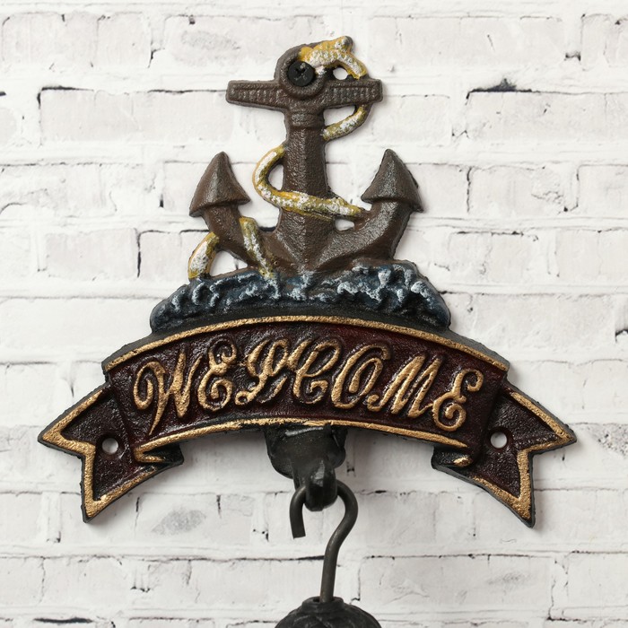 Колокол сувенирный металл "Якорь. Welcome" 25х17х12 см