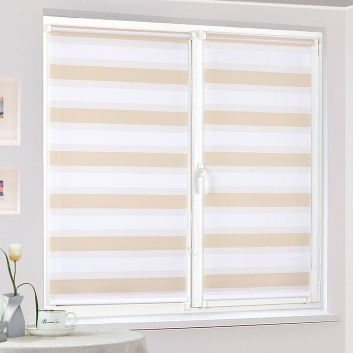 Рулонная штора "Дуэт Линея, Бежевая", ш. 115 см, в. 170