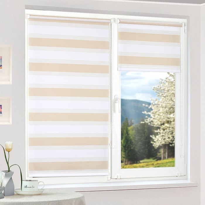 Рулонная штора "Дуэт Линея, Бежевая", ш. 48 см, в. 170