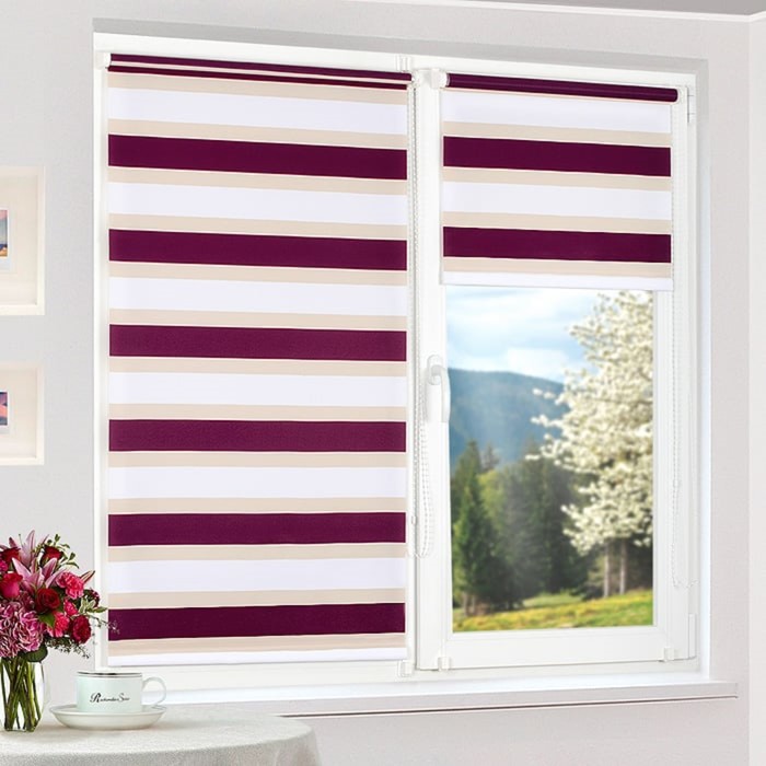 Рулонная штора "Дуэт Линея, Бордо", ш. 48 см, в. 170