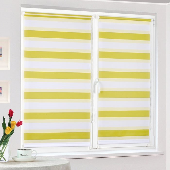 Рулонная штора "Дуэт Линея, Лайм", ш. 115 см, в. 170