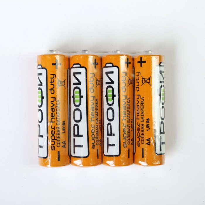Батарейка солевая "Трофи" Super Heavy Duty, АА, R6-4S, спайка, 4 шт.