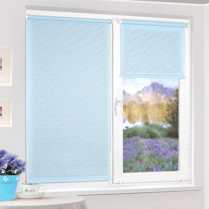 Рулонная штора "Сантайм-жаккард Веда Голубой", ш. 68 см, в. 170