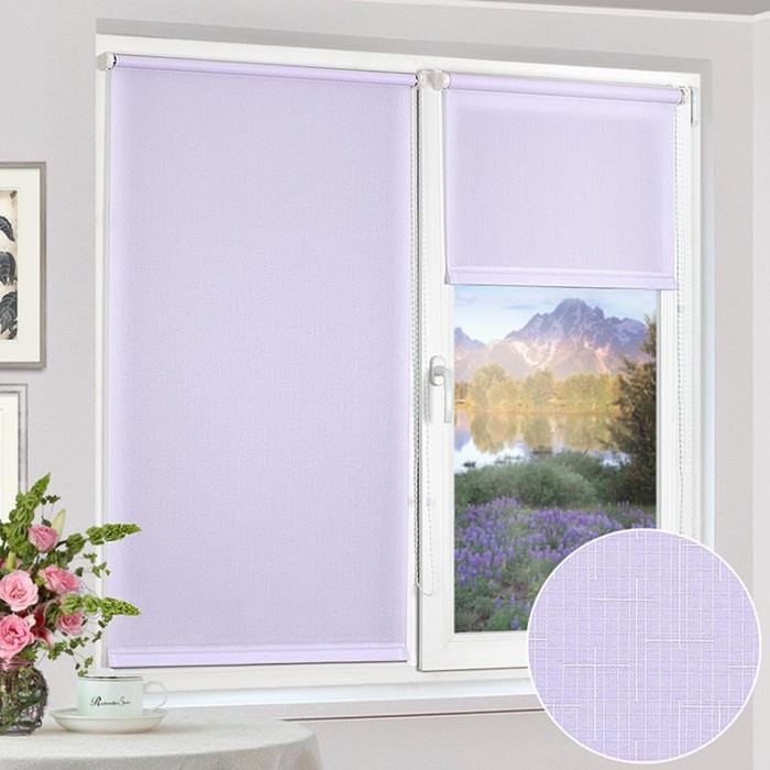 Рулонная штора эконом "Сантайм Уни Лен Сиреневый", ш. 68 см, в. 160