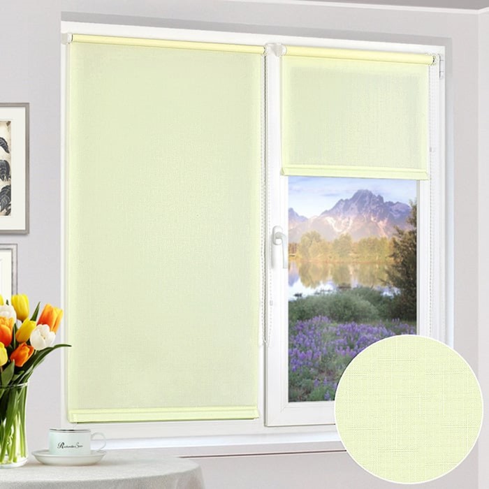 Рулонная штора эконом "Сантайм Уни Лен Шампань", ш. 57 см, в. 160