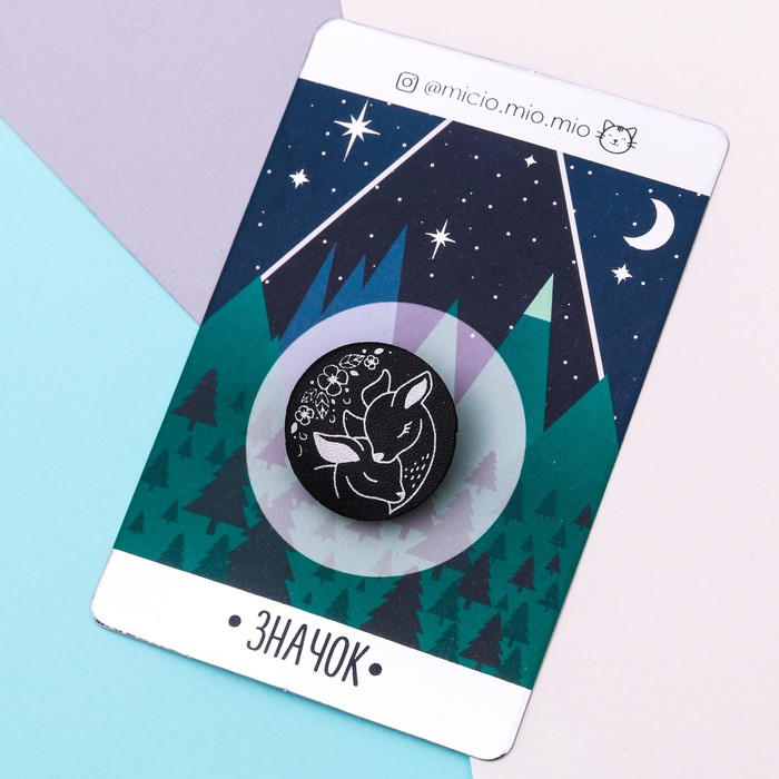 Значок экокожа "Оленёнок"