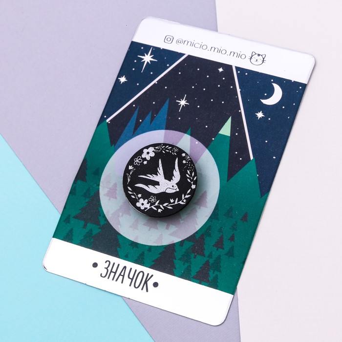 Значок экокожа "Птица"