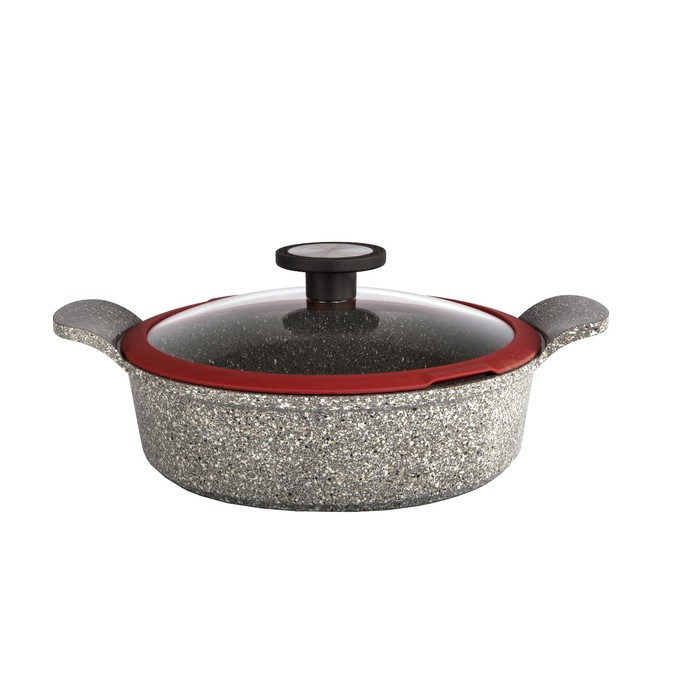 Жаровня Ozen, литая, со стеклянной крышкой 24 см + силиконовые прихватки 3639125