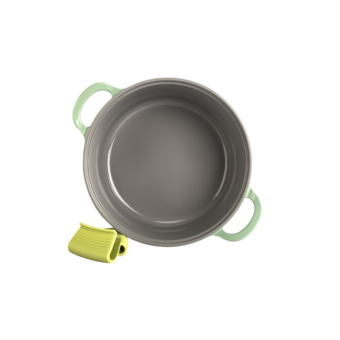 Кастрюля Greenwood, литая, со стеклянной крышкой, объём 1,6 л, 18 см + силиконовые прихватки