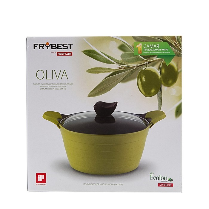 Кастрюля Oliva-C24I, литая, со стеклянной крышкой, с индукционным дном, 24 см, 4,3 л