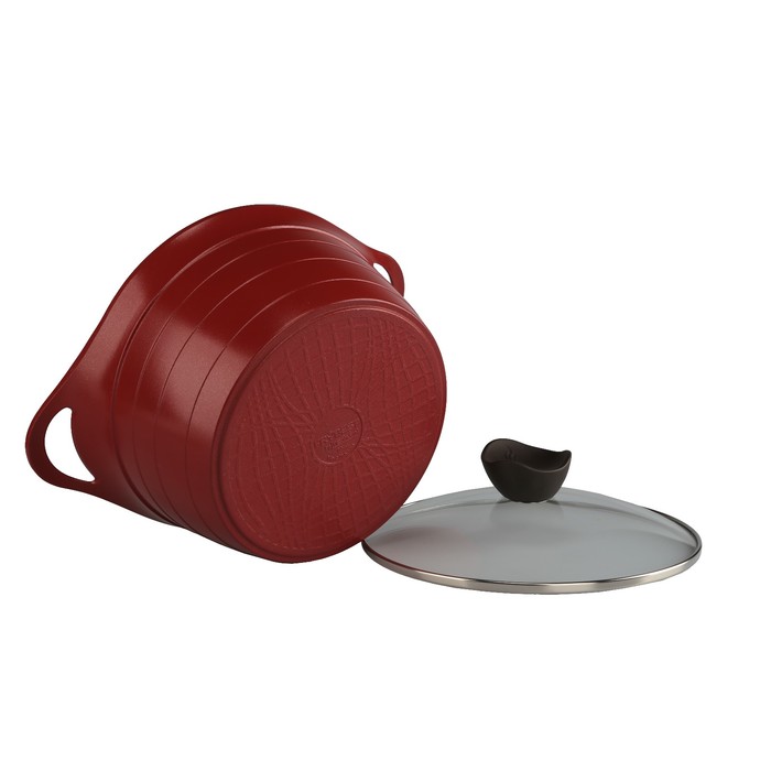 Кастрюля Bordo, литая, со стеклянной крышкой, 20 см + силиконовые прихватки