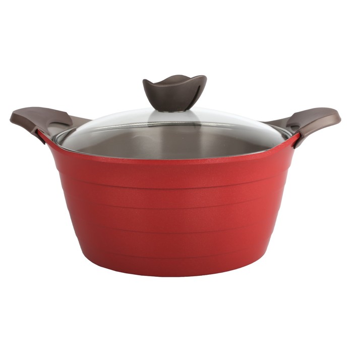 Кастрюля Bordo, литая, со стеклянной крышкой, 24 см + силиконовые прихватки